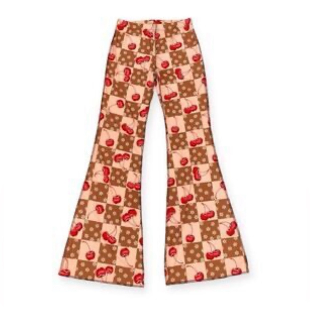 Love + Harmony Cherry Checkered Flare Pants